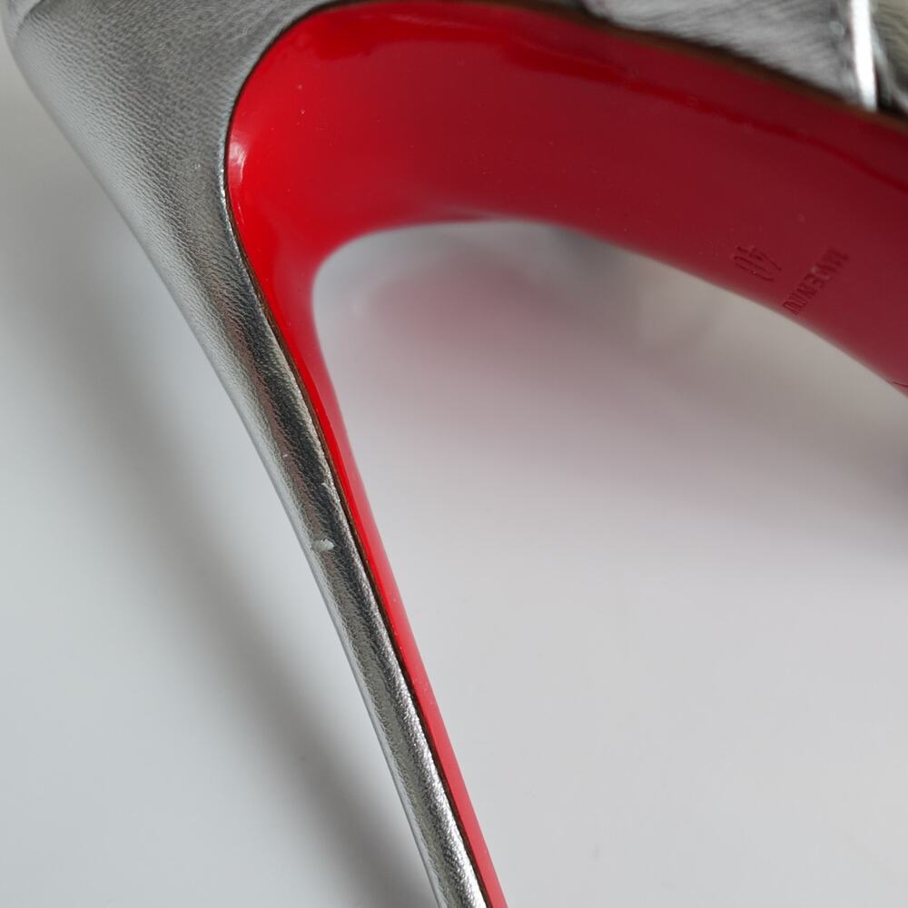 Christian Louboutin Degrasandal Queen 100 Silver Leather PVC Crystal Pumps 40 - Picture 13 of 16
